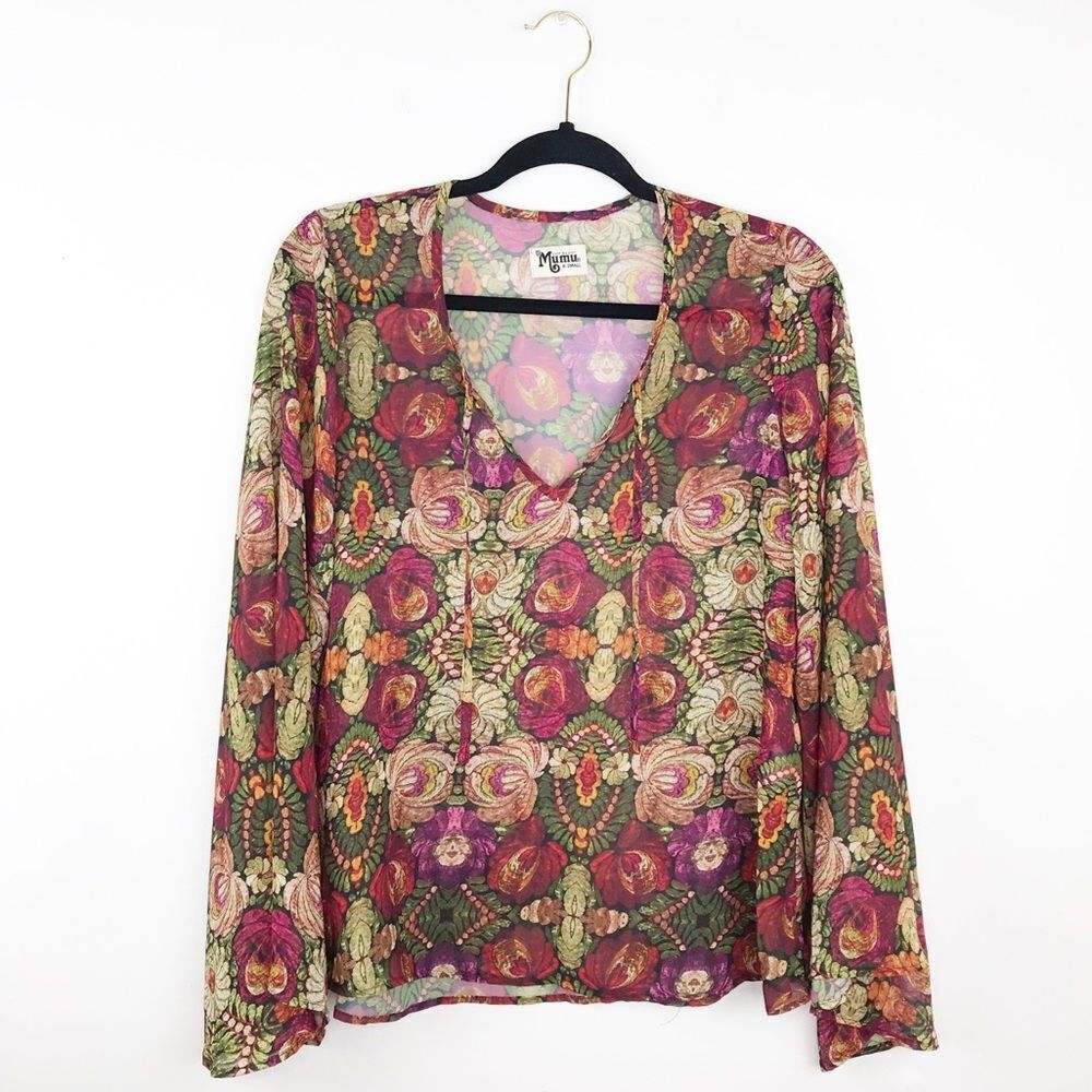 Show me your mumu floral bell sleeve blouse